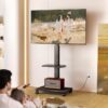 Siyah Metal Gövdeli Raflı Tekerlekli TV Standı 147 cm – 81409
