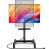 Siyah Metal Tekerlekli TV Standı 13-50 İnç Uyumlu 48-132 cm Yükseklik Ayarlı Güç Prizli – 81418