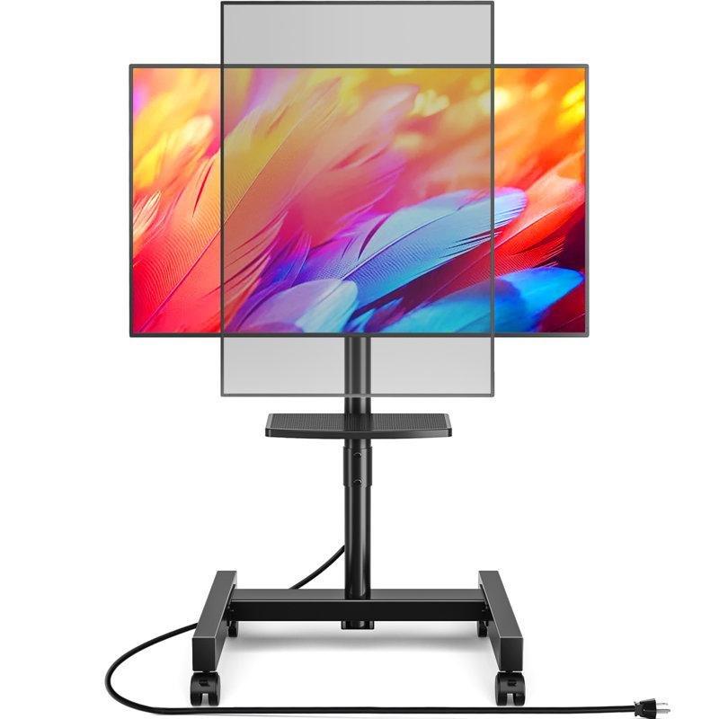 Siyah Metal Tekerlekli TV Standı 13-50 İnç Uyumlu 48-132 cm Yükseklik Ayarlı Güç Prizli – 81418 Siyah Metal Tekerlekli TV Standı 13-50 İnç Uyumlu 48-132 cm Yükseklik Ayarlı Güç Prizli – 81418