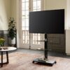 Siyah Metal ve Endüstriyel Ahşap 32-70 İnç Tekerlekli TV Standı – 81430