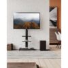 Siyah Metal ve MDF Ahşap Yapılı 40 cm Genişliğinde Tekerlekli TV Standı – 81385