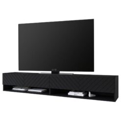 Siyah Renkli Balık Kılçığı Desenli 180 cm TV Ünitesi – 80641