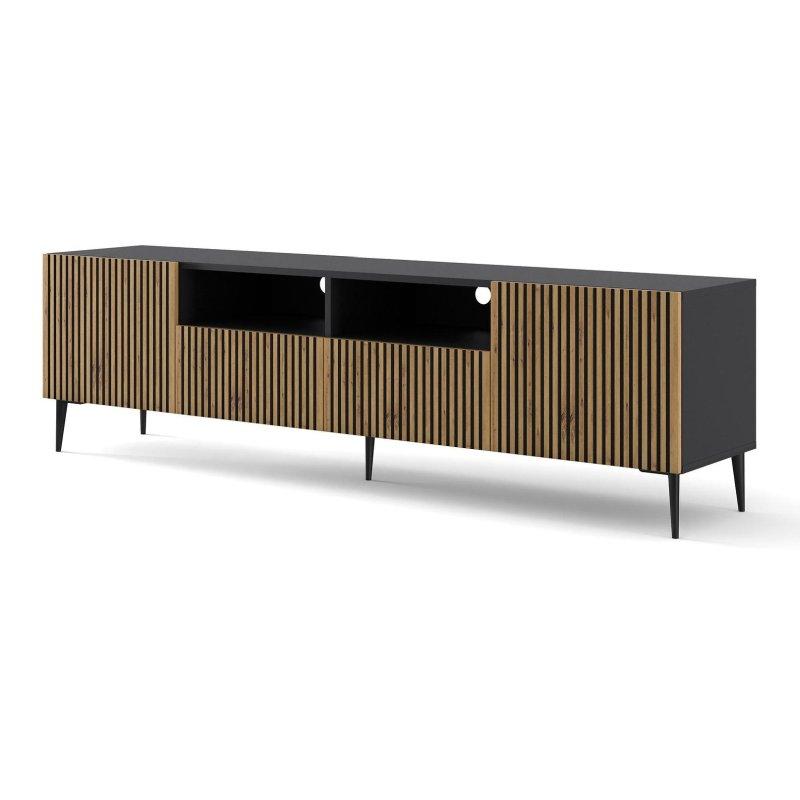 Siyah ve Naturel Ahşap Detaylı 200 cm TV Ünitesi – 80683 Siyah ve Naturel Ahşap Detaylı 200 cm TV Ünitesi – 80683
