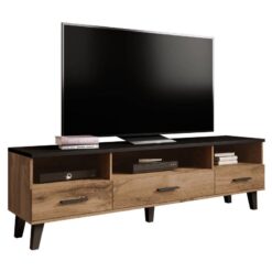 Sonoma Ahşap ve Siyah Plastik Detaylı 180 cm TV Ünitesi – 80590