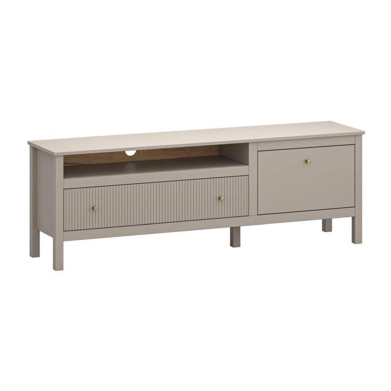 Taupe Renkli Metalik Kulplu Vitrinli TV Ünitesi 160×545 cm – 82306 Taupe Renkli Metalik Kulplu Vitrinli TV Ünitesi 160×545 cm – 82306