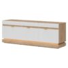 Üç Kapılı Beyaz Mat ve Cremona Torro Renkli Modern Vitrinli TV Ünitesi 164x585x405 cm – 82153