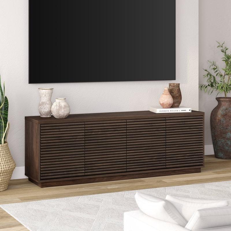 Yatay Çizgili Kapılı Kahverengi MDF TV Konsolu 178x39x61 cm – 80878 Yatay Çizgili Kapılı Kahverengi MDF TV Konsolu 178x39x61 cm – 80878