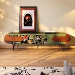 Yeşil Renkli TV Ünitesi Açık Ahşap Ayaklı Üç Çekmeceli – 80341